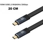 Silabor Type-C Tam Fonksiyonlu Esnek Veri Kablosu Usb3.2 20GB Iletimi Destekler 100W Hızlı Şarj Uzun Düz - 20cm siyah