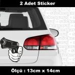 Silah Namlu Ateş Sticker Etiket - 2 Adet Araba Kask Motosiklet Laptop Tablet Pc Atv Uyumlu Sticker 2 Adet