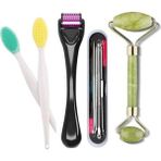 Sildne Dermaroller 0,5 mm 540 Iğneli + 4 Parça Komedon + Jade Roller Yeşim Taşı + Dudak Peeling Cilt Seti