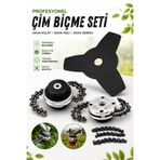 Silen Motorlu Tırpan ZİNCİRLİ BAŞLIK + ÜÇLÜ BIÇAK Ot Çalı Çim Bitki Diken Biçme Aparatı SETİ - TÜM TIRPANLARA UYUMLU