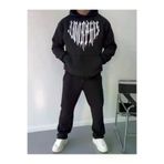 Silerra Turega Style Uzun Kol Kapşonlu Baskılı SweatShirt - Siyah