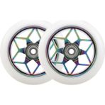 Silhouette 2 Adet Scooter Aksesuarları 110MM Scooter Tekerlekleri Renkli Pu Tekerlekler Rulmanlar ile Kalın Dublör Araba Tekerlekleri (Beyaz) (Yurt Dışından)
