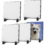 Silhouette 5 Paket Süblimasyon Boşlukları Taş Resim Çerçevesi Isı Transferi Kaya Fotoğraf Plak 6x6 Inç Ekran Standı ile (Yurt Dışından)