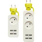 Silhouette Ab Tak Güç Şeridi 4 USB Bağlantı Noktası Şarj Soketi, Akıllı Telefonlar Tabletler Için 1200 W Çoklu Taşınabilir Seyahat Fişi Adaptörü (Yurt Dışından)