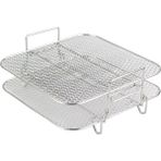 Silhouette Paslanmaz Çelik Hava Fritöz Tenceresi Çift Katmanlı Raf Çok Yönlü Kare Kavurma Izgara Hava Fritözler Tutucu 5qt/5.7qt/6.8qt (Yurt Dışından) - Gümüş