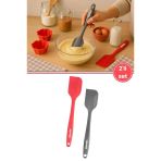 Silicolife 2’li Spatula Set, Isıya Dayanıklı Yanmaz Yapışmaz Silikon Spatula 2 Adet Kırmızı-Antrasit 21cm