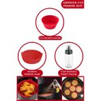 Silicolife Airfryer Pişirme Kabı, 6’Lı Muffin Kek Kalıbı Ve Sprey Cam Yağlık- Tüm Fritözlerle Uyumlu