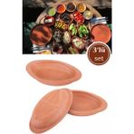 Silicolife Elizi Çömlekleri 3’lü Mini Oval Kase, Çok Amaçlı Toprak Sunum Servis Kase Çömlek 3 Adet