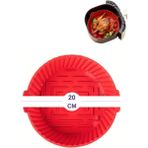 Silicolife Onikiden Airfryer Silikon Pişirme Kabı ve 6’lı Kek Muffin Kalıbı Set- Tüm Hava Fritözleriyle Uyumlu - Renk - Kırmızı