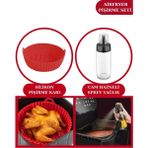 Silicolife Onikiden Silicolife Airfryer Silikon Pişirme Kabı ve Sprey Cam Yağlık 245CC - Tüm Hava Fritözleriyle Uyumlu - Kırmızı - Renk
