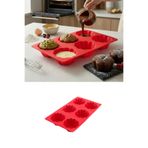 Silicolife Silikon 6'lı Kek ve Sufle Kalıbı SL026 Kırmızı