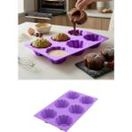 Silicolife Silikon 6'lı Kek ve Sufle Kalıbı SL026 Lila