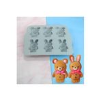 Siliko World Ayıcık Ve Tavşan Şekilli Kek Sabun Mum Epoksi Ve Silikon Kalıp Ayı Ve Tavşan Bunnybear Kalıp, Gri