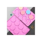 Siliko World Kalıp Çubuklu Halka Şeker, Çikolata, Dondurma, Lolipop Silikon Kalıbı 8'li, Pembe