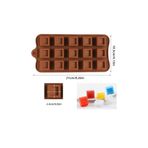 Siliko World Silikon Kare Desenli Çikolata Kalıbı Mum Sabun Epoksi Reçine Ve Jöle Yapımı Için Uygundur, Kahverengi