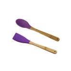 Silikon 2 Parça Kaşık Spatula Set Büyük Boy 28cm Mor