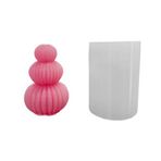 Silikon 3D 3 Katlı Çizgili Top Mum Kalıbı
