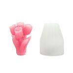 Silikon 3D 5 Güllü Çiçek Buketi Mum Kalıbı