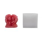 Silikon 3D Çiçekli Kalp İçinde Oturan Ayıcık Çifti Mum Kalıbı