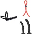 Silikon Anal Boncuklar Penis Halkalı + Penis Halkası Kement Stili + Vantuzlu Anal Boncuklar 2'li Set