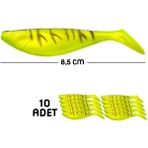 Silikon Balık Yem - Savex - 8,5cm - Fluo Green (642-3018) - 10'lu Paket - Çok Renkli - Standart
