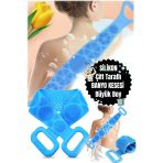 Silikon Banyo Fırçası Ve Sırt Kesesi 70 Cm Çift Taraflı Masaj Ve Peeling Etkili Silikon Sırt Kesesi
