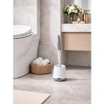 Silikon Başlıklı Modern Tuvalet Fırçası Ve Standı – Kapalı Su Doldurma Hazneli, Hijyenik Wc Fırçası Seti Vichy-7038 Beyaz
