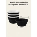 Silikon Cupcake Kalıbı Dayanıklı ve Esnek Muffin Kalıbı Seti - 12 Adet