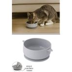 Silikon Evcil Hayvan Mama Kasesi, Kaydırmaz Vakum Tabanlı Kedi Köpek Mama Su Kabı Tabağı 200ML - Gri