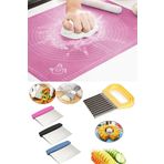 Silikon Hamur Açma Matı (60*45) Hamur Spatula Kesici Şekilli Cips Doğrama Patates Bıçağı