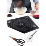 Silikon Hamur Açma Matı 60X45 , Mutfak Makası ve Hamur Pizza Ruleti