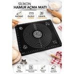 Silikon Hamur Açma Matı Ölçekli Hamur Açma Altlığı - Siyah