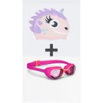Silikon Havuz Bonesi - Pembe/Mor Unicorn Modeli - Standart Beden+ Pembe Yüzücü Gözlüğü