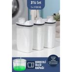 Silikon Kapaklı Ölçekli Toz Sıvı Tablet Deterjan Saklama Kabı Kutusu 2100 ml 3 Adet - Ahşap