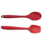 Silikon Kaşık & Pişirme-Servis Kaşığı (Pilav Kaşığı/Kürek Spatula) Seti – Isıya Dayanıklı, Çizmez, Askılı Tek Parça Tasarım (Kırmızı)
