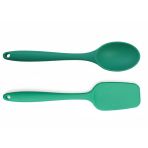 Silikon Kaşık & Pişirme-Servis Kaşığı (Pilav Kaşığı/Kürek Spatula) Seti – Isıya Dayanıklı, Çizmez, Askılı Tek Parça Tasarım (Yeşil)