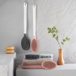 Silikon Masajli Uzun Sapli Vucut Masaj Fircasi Banyo Sirt Kesesi Sapli Yumusak Firca
