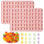 Silikon Meyve Aperatif Sakızlı Kalıplar, 66 Kavite Mini Çikolata Şeker Kalıpları Ananas Muz Kiraz Elma ve Üzüm Tasarımı, Pembe, 2'li Paket, BPA İçermez