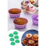 Silikon Mini Kek Pasta Kurabiye Kalıbı 6 Adet Muffin Cupcake Kalıbı