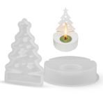 Silikon Noel Silikon Kalıp Şamdan Şamdan Mumluklu Noel Ağacı Noel Masa Dekorasyonu Tealight Mumluk Tutucu Yıldız