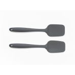 Silikon Pişirme - Servis Kaşığı (Pilav Kaşığı/Kürek Spatula), Isıya Dayanıklı, Çizmez, Askılı, Tek Parça Tasarım (2, Gri)