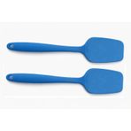 Silikon Pişirme - Servis Kaşığı (Pilav Kaşığı/Kürek Spatula), Isıya Dayanıklı, Çizmez, Askılı, Tek Parça Tasarım (2, Mavi)