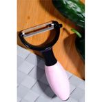 Silikon Saplı Soyacak, Çelik Kesim Bıçak, Siyah, Mutfak İçin, Ergonomik Kaymaz Tutma, 17 Cm