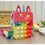 Silikon Sevimli Askılı Pop-It Unicornlu Kız Çocuk Cüzdan Çanta Çocuk Para Taşıma Çantası - 8FL-Turuncu