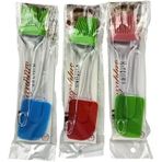 Silikon Spatula Yumurta Fırçası İkili Mutfak Seti - Isıya Dayanıklı Kristal Saplı Hazırlık Seti - Pasta, Kek Soslama Set (1 Adet İkili Set - Karışık Renk)