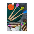 Silikon Uçlu Isıya Dayanıklı Bambu Spatula 3'lü Set