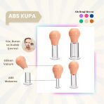 Silikon Vakumlu ABS Plastik Yüz Masaj Kupası 4'lü Set Bej