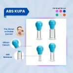 Silikon Vakumlu ABS Plastik Yüz Masaj Kupası 4'lü Set Mavi
