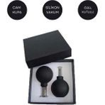 Silikon Vakumlu Cam Yüz Masaj Kupası 2'li Set Siyah Renk