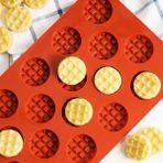 Silikon Waffle Kalıbı, Çikolata Kalıbı, Bisküvi Kalıbı ve Kurabiye Kalıbı Mini Yuvarlak - 1